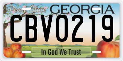 GA license plate CBV0219