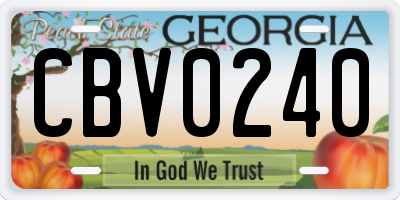GA license plate CBV0240