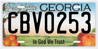 GA license plate CBV0253