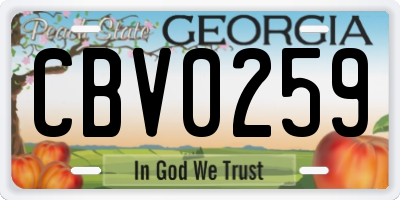GA license plate CBV0259