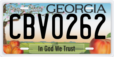 GA license plate CBV0262