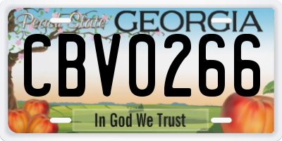 GA license plate CBV0266