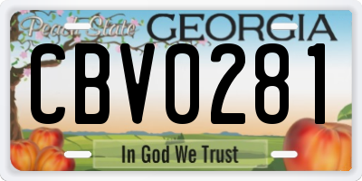 GA license plate CBV0281
