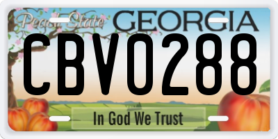 GA license plate CBV0288