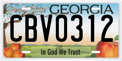 GA license plate CBV0312