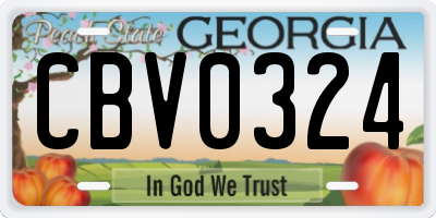 GA license plate CBV0324