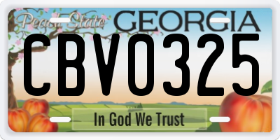 GA license plate CBV0325