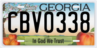 GA license plate CBV0338