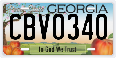 GA license plate CBV0340