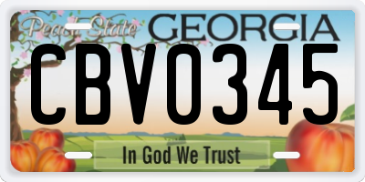 GA license plate CBV0345