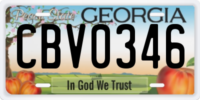 GA license plate CBV0346