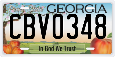 GA license plate CBV0348