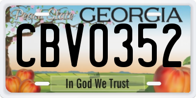 GA license plate CBV0352