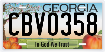 GA license plate CBV0358