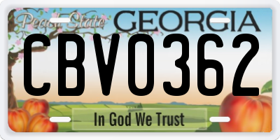 GA license plate CBV0362