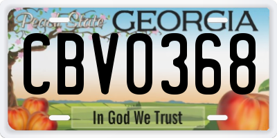 GA license plate CBV0368