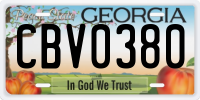 GA license plate CBV0380