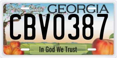 GA license plate CBV0387