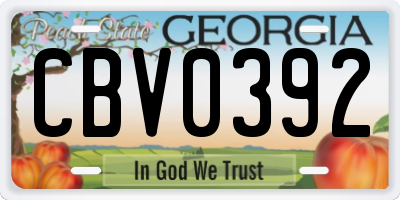 GA license plate CBV0392