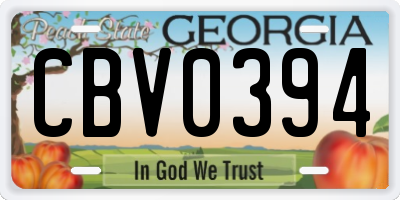 GA license plate CBV0394