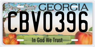 GA license plate CBV0396