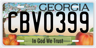 GA license plate CBV0399
