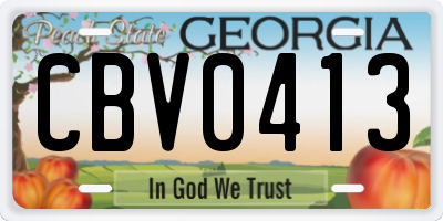 GA license plate CBV0413