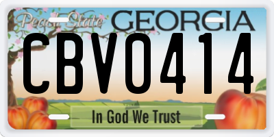 GA license plate CBV0414