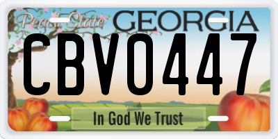 GA license plate CBV0447