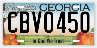 GA license plate CBV0450