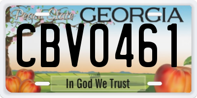 GA license plate CBV0461