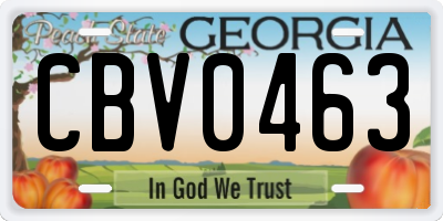GA license plate CBV0463