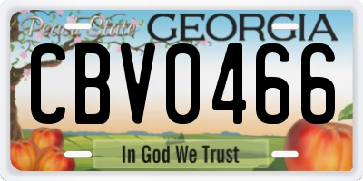GA license plate CBV0466