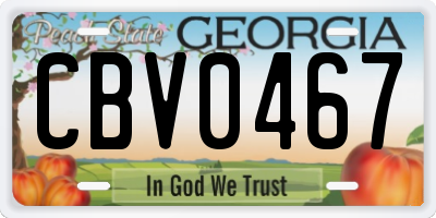 GA license plate CBV0467
