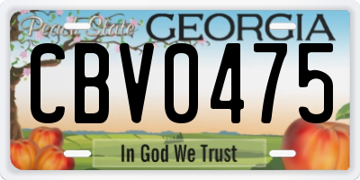GA license plate CBV0475