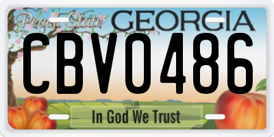 GA license plate CBV0486