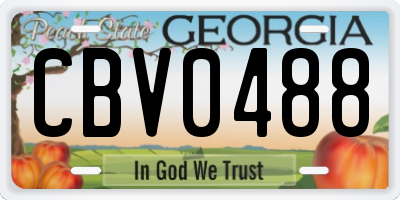GA license plate CBV0488
