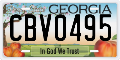 GA license plate CBV0495