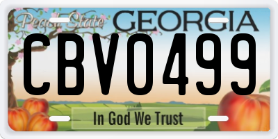 GA license plate CBV0499