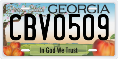 GA license plate CBV0509