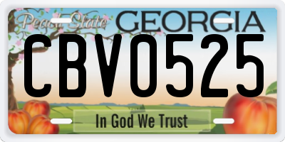 GA license plate CBV0525