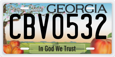 GA license plate CBV0532