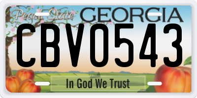 GA license plate CBV0543