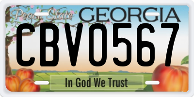 GA license plate CBV0567