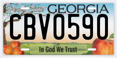 GA license plate CBV0590