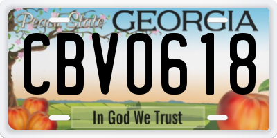 GA license plate CBV0618