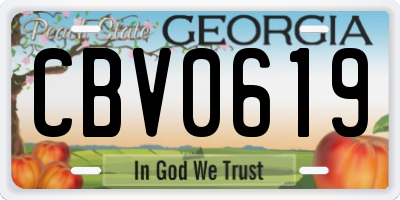 GA license plate CBV0619