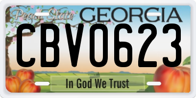 GA license plate CBV0623