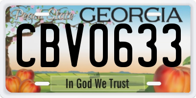 GA license plate CBV0633
