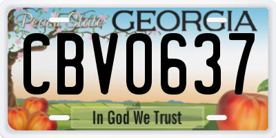 GA license plate CBV0637